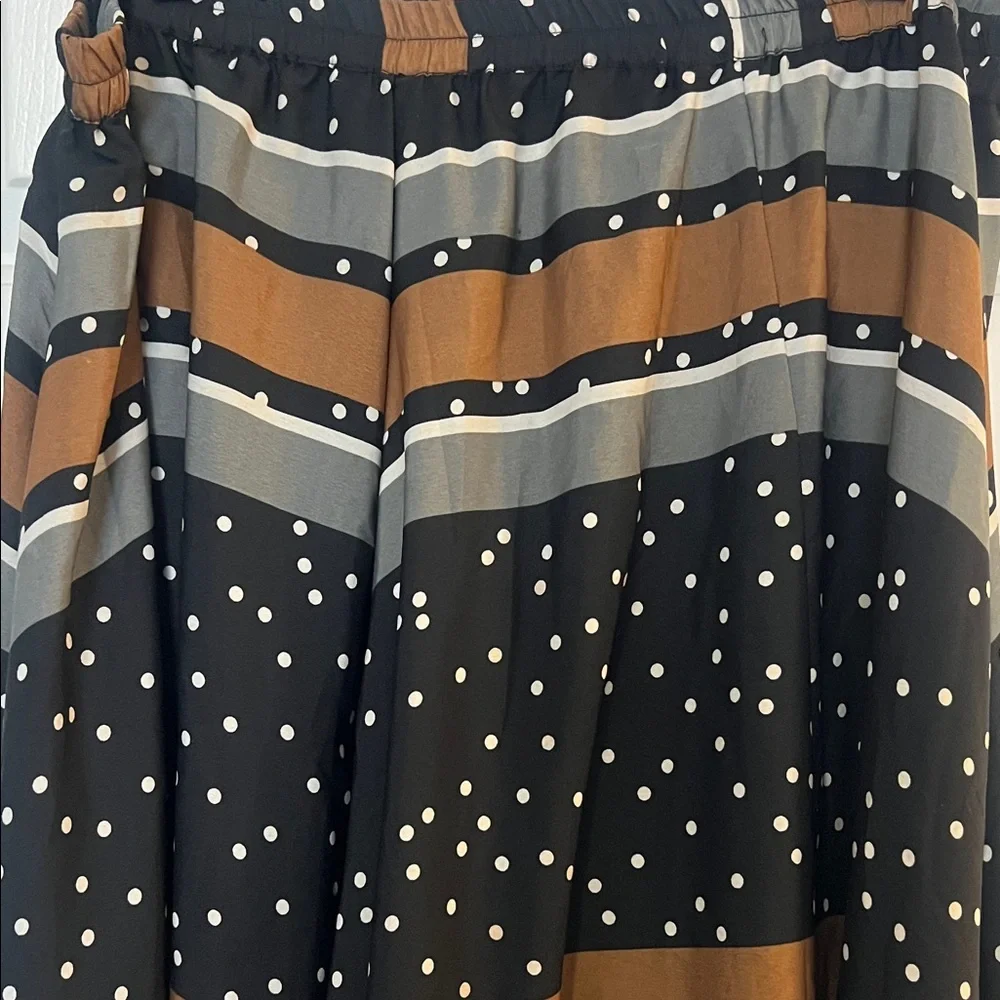 Chic Black and Brown Polka Dot A-Line Skirt